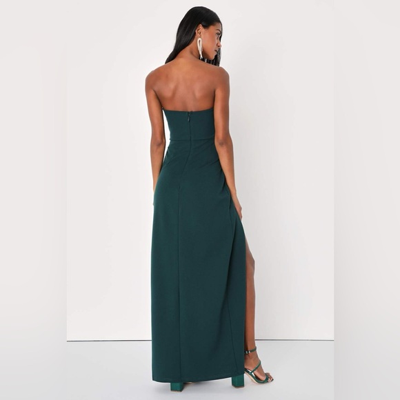 NWT Lulus Foxy Emerald Green Strapless Maxi Dress - Picture 2 of 4
